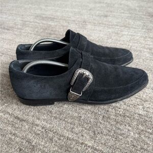 Black Suede Saint Laurent Charles 15 Loafers